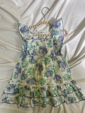 Spring Janie and Jack Purple & Green Floral Ruffle Dress